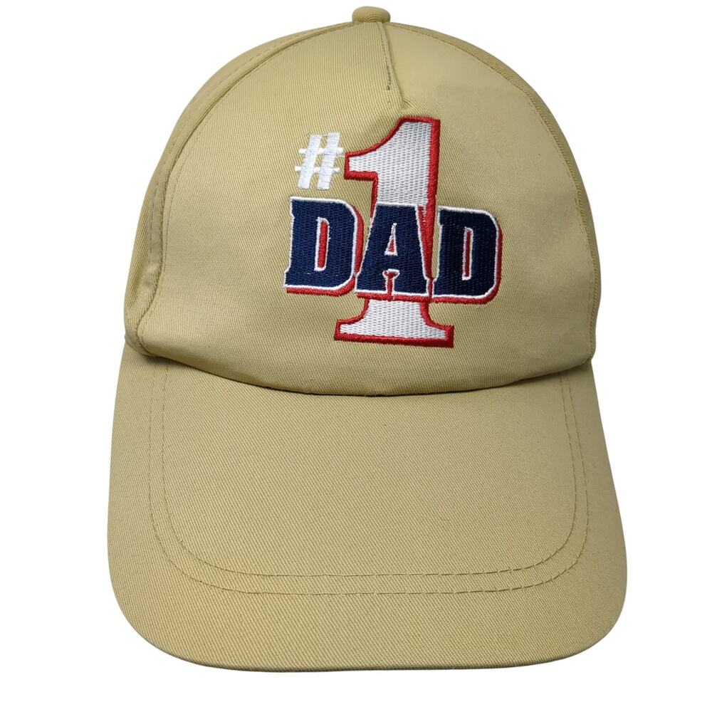 #1 Dad Snapback Hat Beige One Size Embroidered Vent Holes Dan Dee